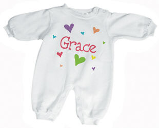 New Baby "She's All Heart" Personalized Fleece Romper